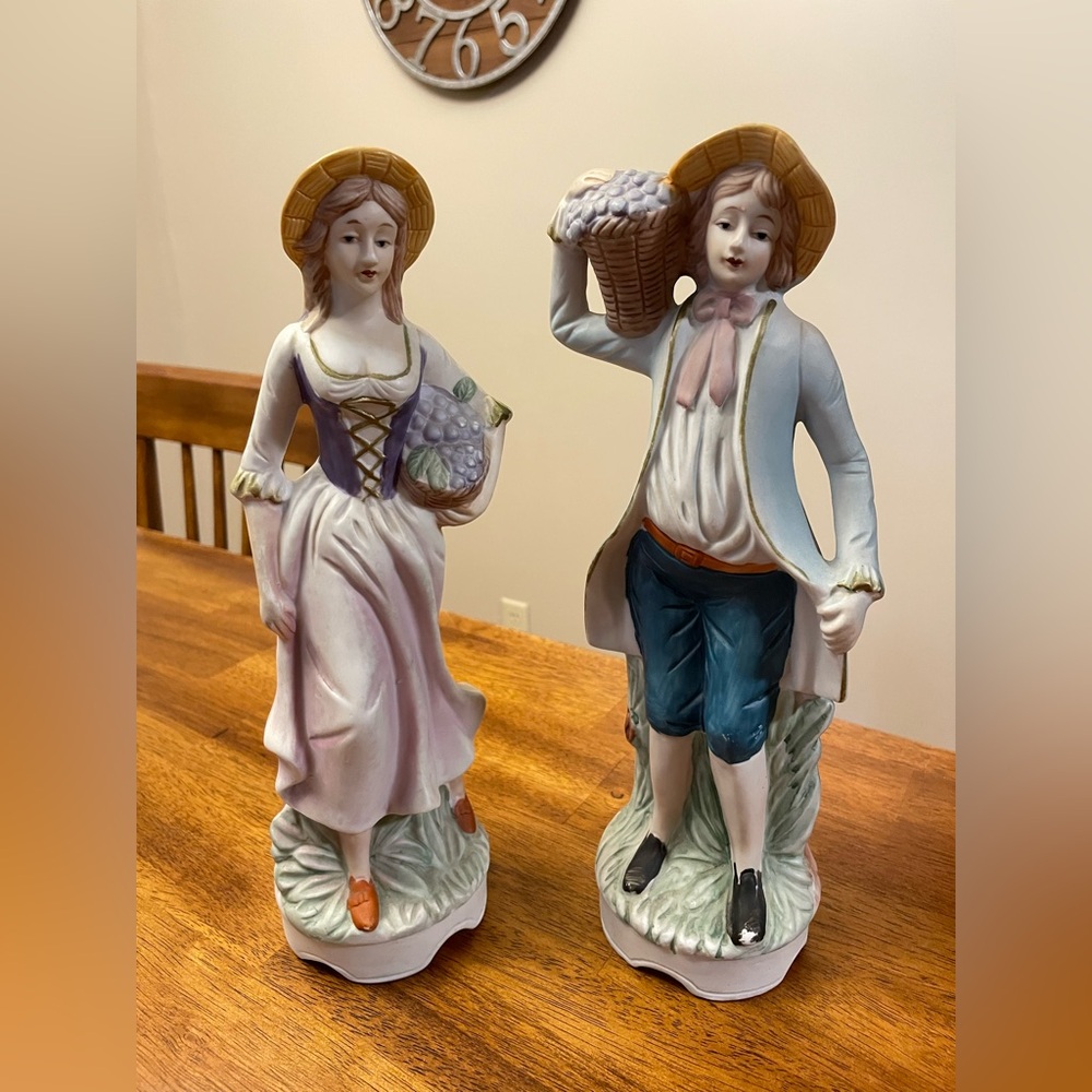 Vintage Ceramic Victorian Lady&Gentleman Figurines Set RARE PAIR (Will Separate)